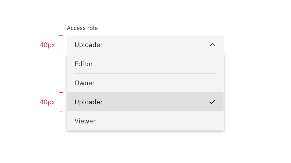 Dropdown field and option size relationship